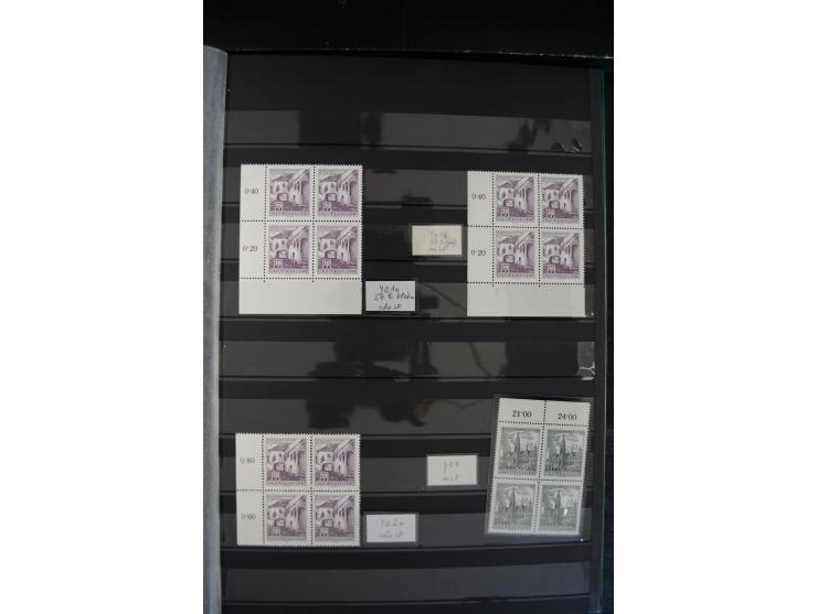 1958/63, Bauwerke 20 g. bis 20 S., kleine postfrische Spezial-Sammlung mit Schwerpunkt bei den Platten-Nummern und Bogenecken