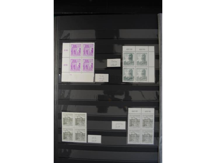1958/63, Bauwerke 20 g. bis 20 S., kleine postfrische Spezial-Sammlung mit Schwerpunkt bei den Platten-Nummern und Bogenecken