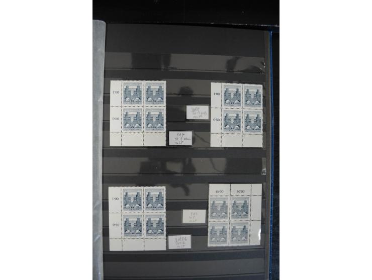1958/63, Bauwerke 20 g. bis 20 S., kleine postfrische Spezial-Sammlung mit Schwerpunkt bei den Platten-Nummern und Bogenecken