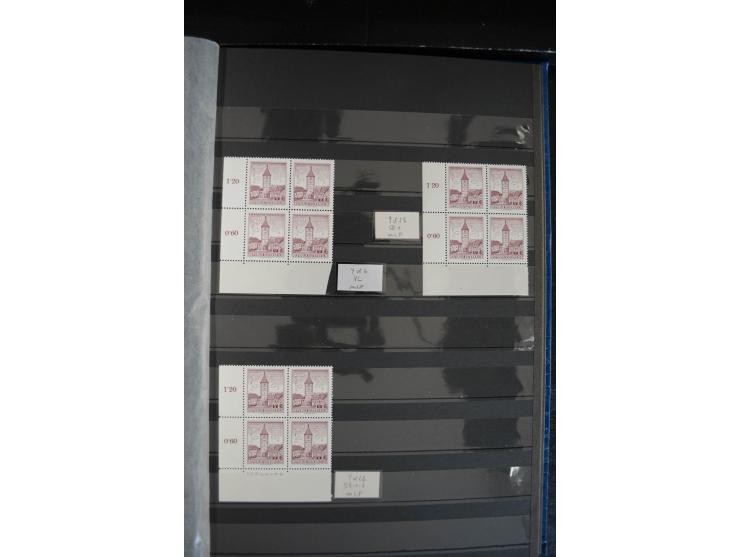 1958/63, Bauwerke 20 g. bis 20 S., kleine postfrische Spezial-Sammlung mit Schwerpunkt bei den Platten-Nummern und Bogenecken