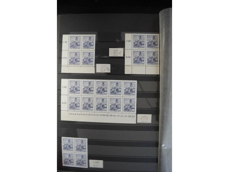 1958/63, Bauwerke 20 g. bis 20 S., kleine postfrische Spezial-Sammlung mit Schwerpunkt bei den Platten-Nummern und Bogenecken