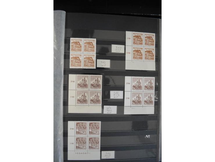 1958/63, Bauwerke 20 g. bis 20 S., kleine postfrische Spezial-Sammlung mit Schwerpunkt bei den Platten-Nummern und Bogenecken