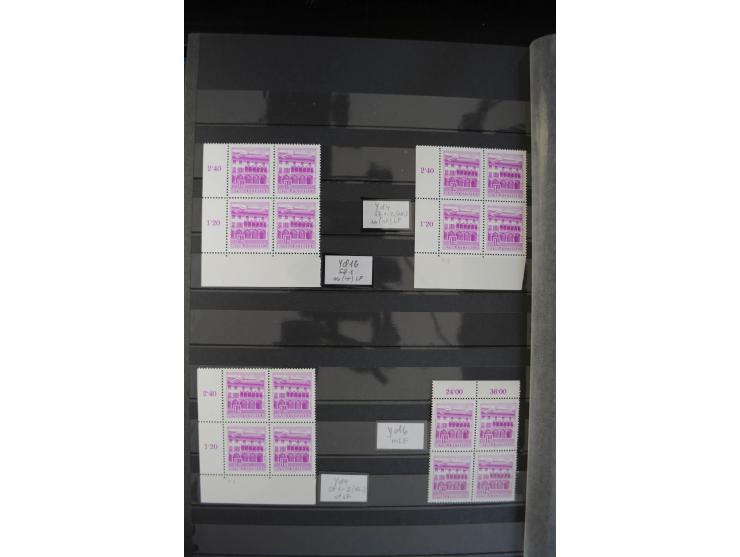 1958/63, Bauwerke 20 g. bis 20 S., kleine postfrische Spezial-Sammlung mit Schwerpunkt bei den Platten-Nummern und Bogenecken