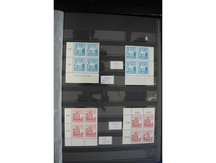 1958/63, Bauwerke 20 g. bis 20 S., kleine postfrische Spezial-Sammlung mit Schwerpunkt bei den Platten-Nummern und Bogenecken