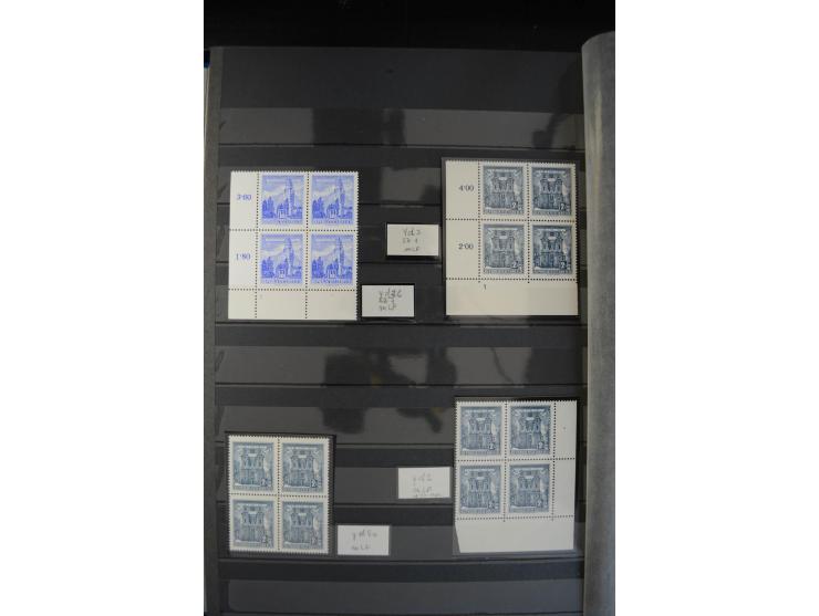 1958/63, Bauwerke 20 g. bis 20 S., kleine postfrische Spezial-Sammlung mit Schwerpunkt bei den Platten-Nummern und Bogenecken