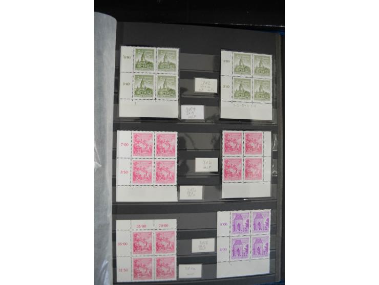 1958/63, Bauwerke 20 g. bis 20 S., kleine postfrische Spezial-Sammlung mit Schwerpunkt bei den Platten-Nummern und Bogenecken