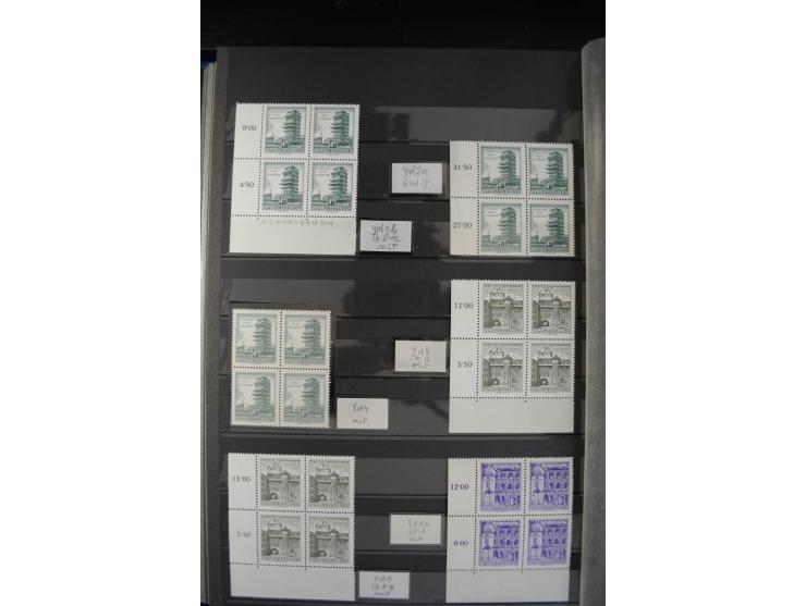 1958/63, Bauwerke 20 g. bis 20 S., kleine postfrische Spezial-Sammlung mit Schwerpunkt bei den Platten-Nummern und Bogenecken