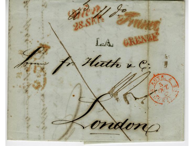 1842/44, 12 Briefe der Huth-Korrespondenz von Wien nach London