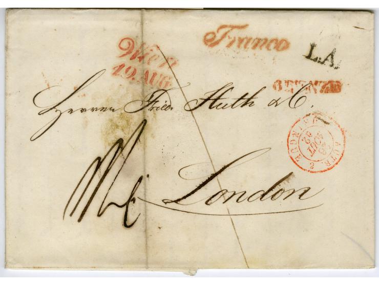 1842/44, 12 Briefe der Huth-Korrespondenz von Wien nach London