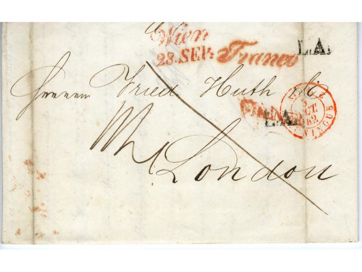 1842/44, 12 Briefe der Huth-Korrespondenz von Wien nach London