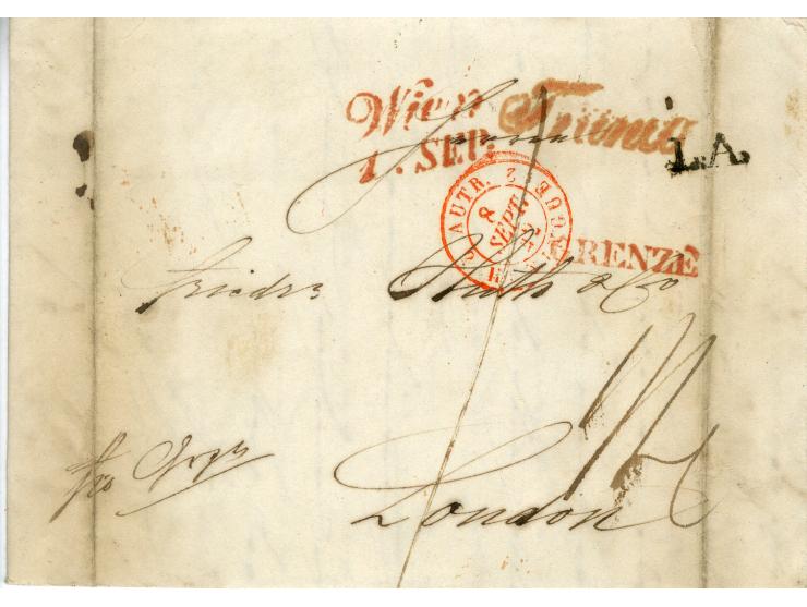 1842/44, 12 Briefe der Huth-Korrespondenz von Wien nach London