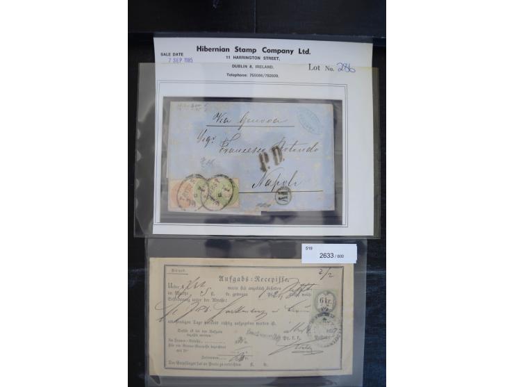 1850/1920 (ca.), umfangreicher Bestand inkl. Lombardei und Levante mit ca. 250 Briefen und Ganzsachen, Schwerpunkt bis ca. 18