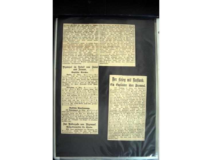 1915, "Fliegerpost Przemysl", Sammlung mit 8 gebrauchten Karten, vielen Fotos, Ansichtskarten (u.a. Fotokarte "Ballonabteilun