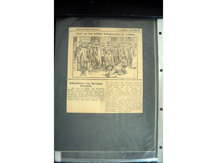 1915, "Fliegerpost Przemysl", Sammlung mit 8 gebrauchten Karten, vielen Fotos, Ansichtskarten (u.a. Fotokarte "Ballonabteilun