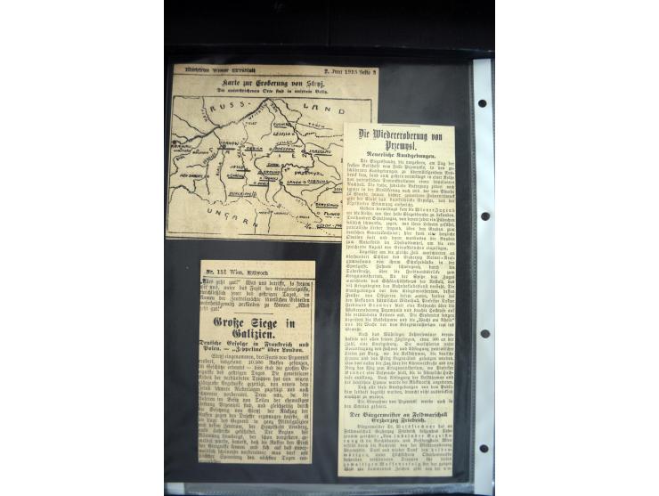 1915, "Fliegerpost Przemysl", Sammlung mit 8 gebrauchten Karten, vielen Fotos, Ansichtskarten (u.a. Fotokarte "Ballonabteilun