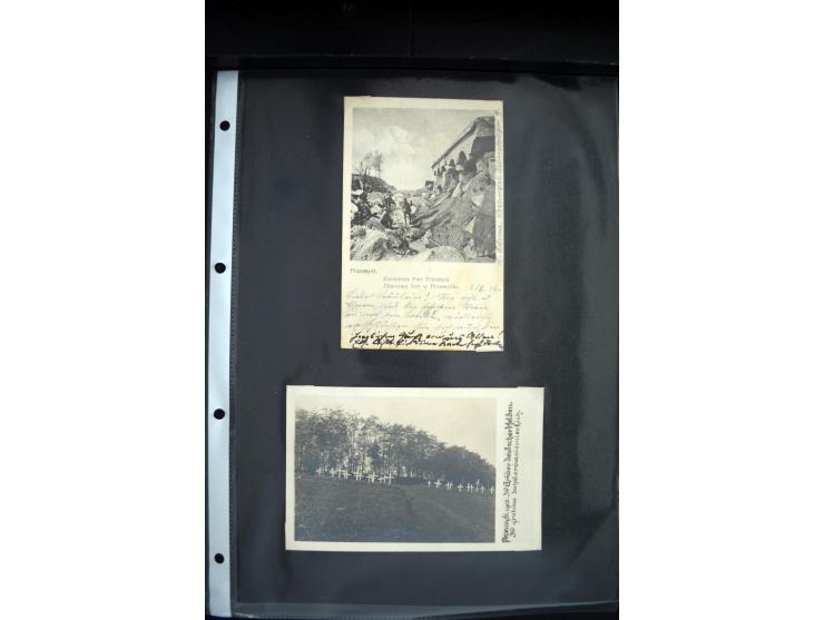 1915, "Fliegerpost Przemysl", Sammlung mit 8 gebrauchten Karten, vielen Fotos, Ansichtskarten (u.a. Fotokarte "Ballonabteilun