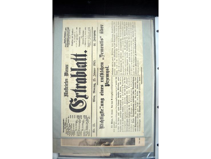 1915, "Fliegerpost Przemysl", Sammlung mit 8 gebrauchten Karten, vielen Fotos, Ansichtskarten (u.a. Fotokarte "Ballonabteilun