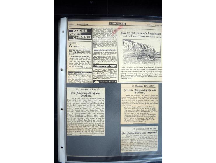 1915, "Fliegerpost Przemysl", Sammlung mit 8 gebrauchten Karten, vielen Fotos, Ansichtskarten (u.a. Fotokarte "Ballonabteilun