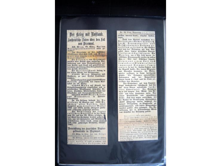 1915, "Fliegerpost Przemysl", Sammlung mit 8 gebrauchten Karten, vielen Fotos, Ansichtskarten (u.a. Fotokarte "Ballonabteilun