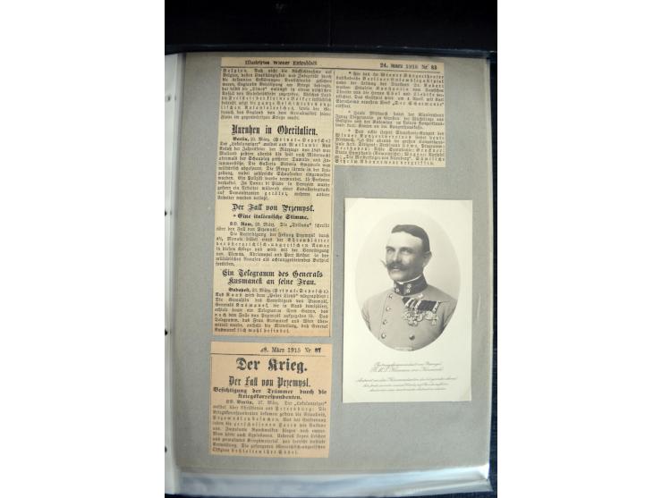 1915, "Fliegerpost Przemysl", Sammlung mit 8 gebrauchten Karten, vielen Fotos, Ansichtskarten (u.a. Fotokarte "Ballonabteilun