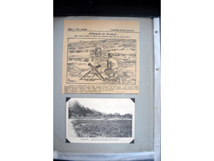 1915, "Fliegerpost Przemysl", Sammlung mit 8 gebrauchten Karten, vielen Fotos, Ansichtskarten (u.a. Fotokarte "Ballonabteilun