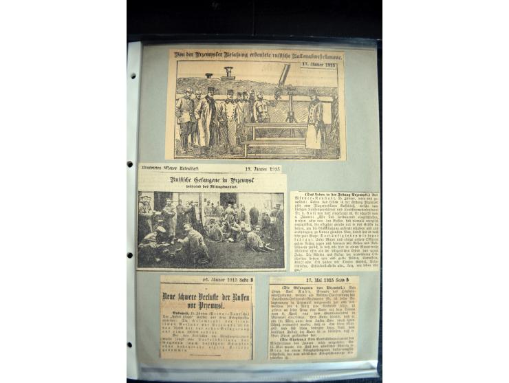 1915, "Fliegerpost Przemysl", Sammlung mit 8 gebrauchten Karten, vielen Fotos, Ansichtskarten (u.a. Fotokarte "Ballonabteilun