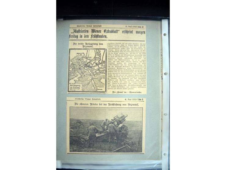 1915, "Fliegerpost Przemysl", Sammlung mit 8 gebrauchten Karten, vielen Fotos, Ansichtskarten (u.a. Fotokarte "Ballonabteilun