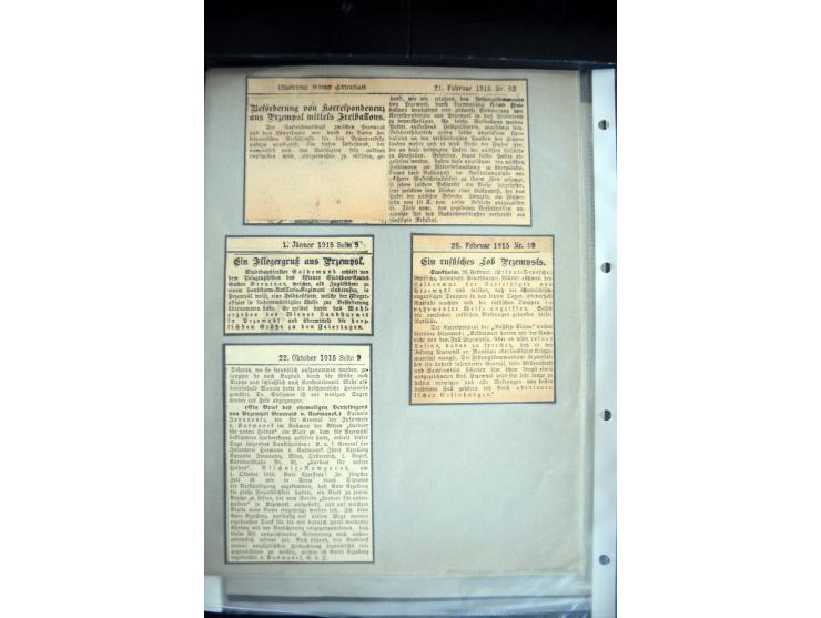1915, "Fliegerpost Przemysl", Sammlung mit 8 gebrauchten Karten, vielen Fotos, Ansichtskarten (u.a. Fotokarte "Ballonabteilun