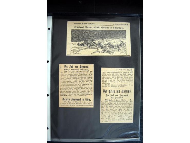1915, "Fliegerpost Przemysl", Sammlung mit 8 gebrauchten Karten, vielen Fotos, Ansichtskarten (u.a. Fotokarte "Ballonabteilun