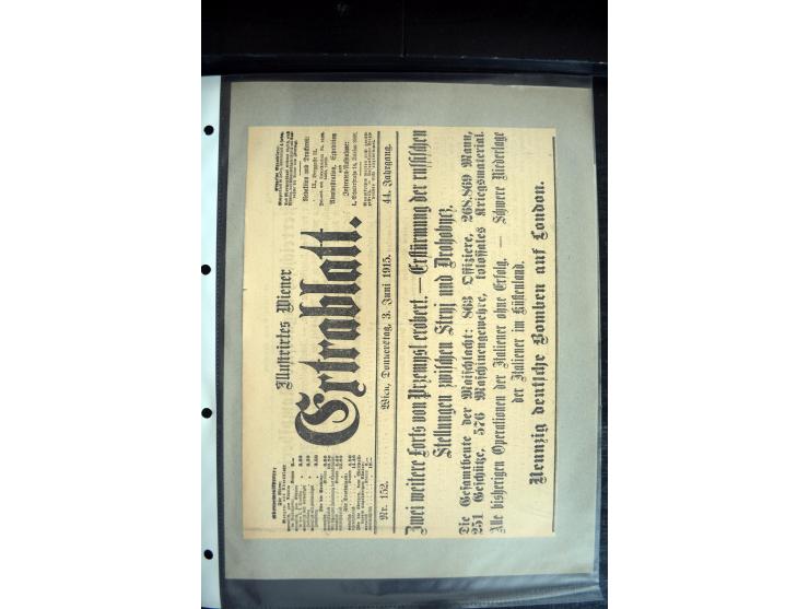 1915, "Fliegerpost Przemysl", Sammlung mit 8 gebrauchten Karten, vielen Fotos, Ansichtskarten (u.a. Fotokarte "Ballonabteilun