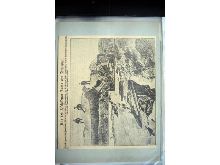1915, "Fliegerpost Przemysl", Sammlung mit 8 gebrauchten Karten, vielen Fotos, Ansichtskarten (u.a. Fotokarte "Ballonabteilun