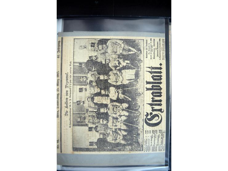 1915, "Fliegerpost Przemysl", Sammlung mit 8 gebrauchten Karten, vielen Fotos, Ansichtskarten (u.a. Fotokarte "Ballonabteilun