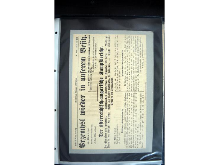1915, "Fliegerpost Przemysl", Sammlung mit 8 gebrauchten Karten, vielen Fotos, Ansichtskarten (u.a. Fotokarte "Ballonabteilun