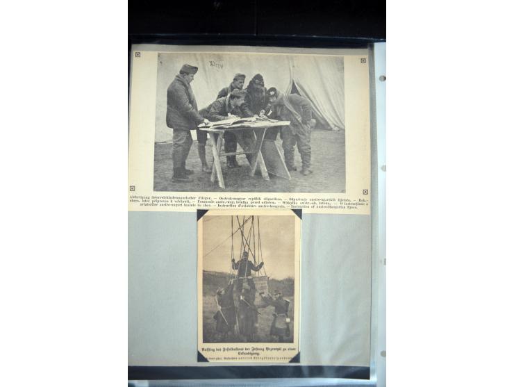 1915, "Fliegerpost Przemysl", Sammlung mit 8 gebrauchten Karten, vielen Fotos, Ansichtskarten (u.a. Fotokarte "Ballonabteilun