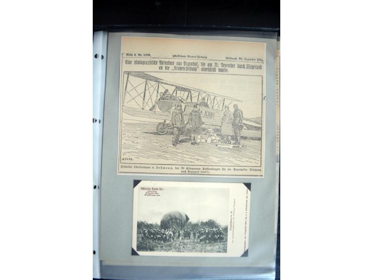 1915, "Fliegerpost Przemysl", Sammlung mit 8 gebrauchten Karten, vielen Fotos, Ansichtskarten (u.a. Fotokarte "Ballonabteilun