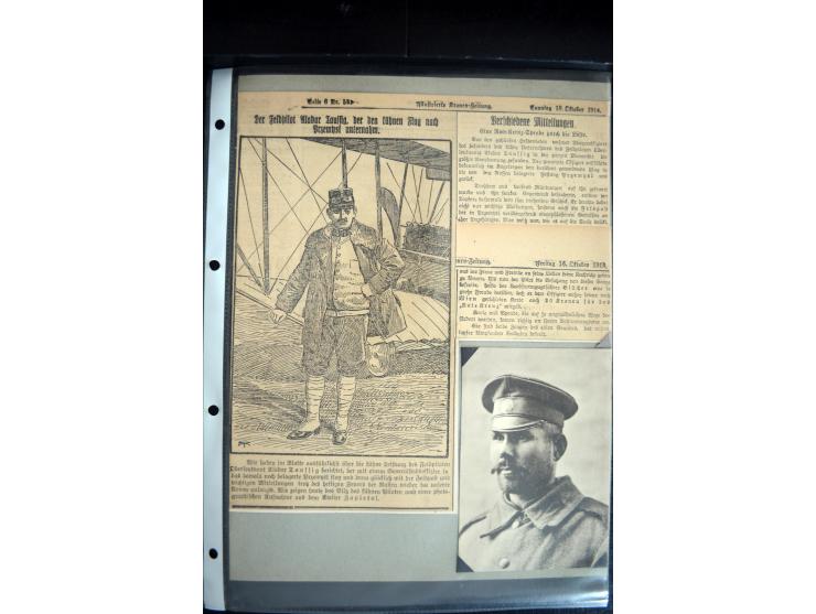 1915, "Fliegerpost Przemysl", Sammlung mit 8 gebrauchten Karten, vielen Fotos, Ansichtskarten (u.a. Fotokarte "Ballonabteilun