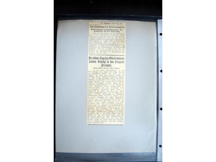 1915, "Fliegerpost Przemysl", Sammlung mit 8 gebrauchten Karten, vielen Fotos, Ansichtskarten (u.a. Fotokarte "Ballonabteilun