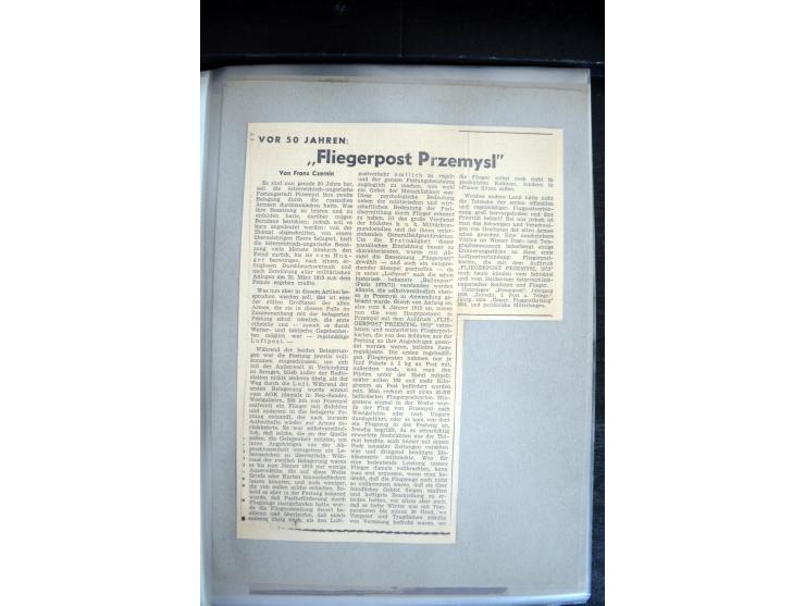 1915, "Fliegerpost Przemysl", Sammlung mit 8 gebrauchten Karten, vielen Fotos, Ansichtskarten (u.a. Fotokarte "Ballonabteilun