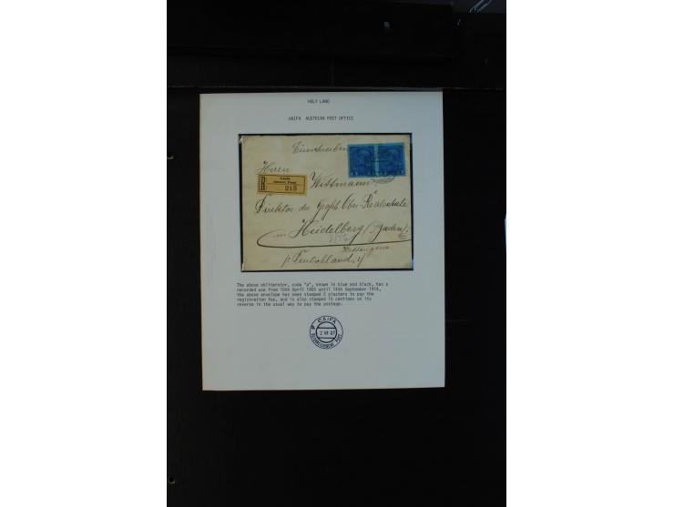 1905/14, 12 Briefe, Karten und Ganzsachen mit Stempeln von "CAIFA", dabei R-Brief nach Deutschland, dazu ein Brief von Englan