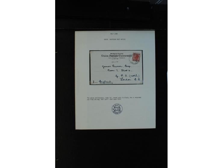 1905/14, 12 Briefe, Karten und Ganzsachen mit Stempeln von "CAIFA", dabei R-Brief nach Deutschland, dazu ein Brief von Englan
