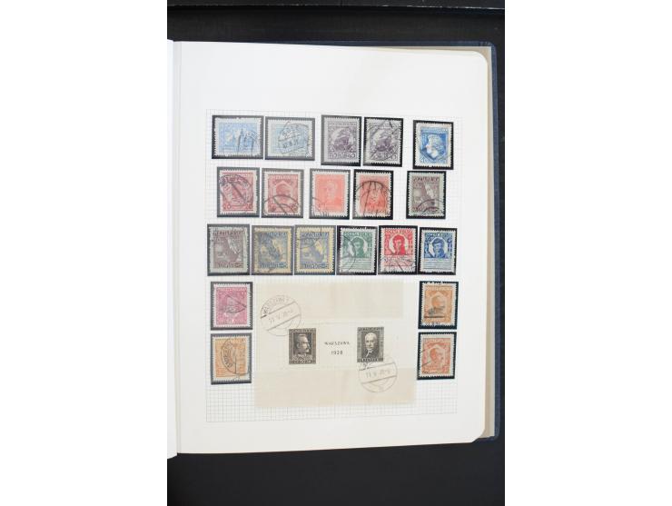 1918/39, gestempelte Sammlung mit vielen guten Werten, dabei Mi.-Nr. 29-30, 32, 45-46, 52(5) und Block 1, außerdem ein Teil P