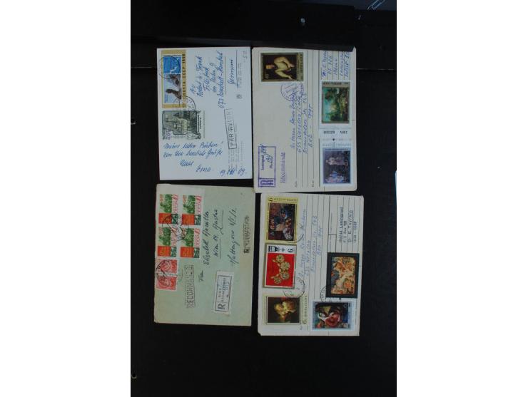 1896/1960, interessante Partie von über 40 Briefen und Karten, dabei Postsparmarken auf Briefen, R-Briefe, Ganzsachen, Stadtp