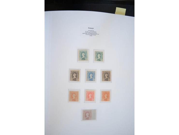 1843/1999, in den Hauptnummern überkomplette und teils spezialisierte Sammlung, in 3 in Ziegenleder gebundenen, individuellen