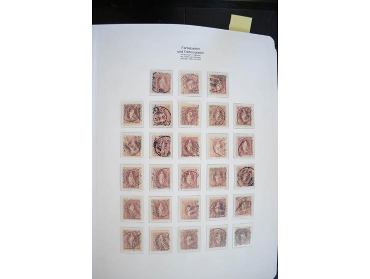 1843/1999, in den Hauptnummern überkomplette und teils spezialisierte Sammlung, in 3 in Ziegenleder gebundenen, individuellen