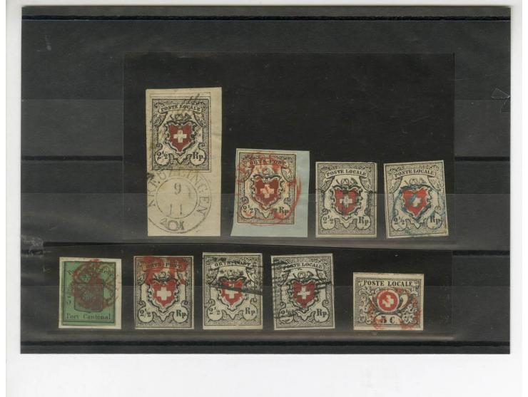 1848/51, gestempelte Partie von 9 Werten, dabei 3 Briefstücke, meist Ortspost bzw. Poste Locale, sehr schöne Erhaltung, alle 