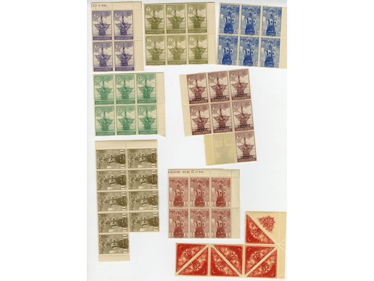 1930, Kolumbus 1 C.-10 P. (incl. Eilmarke 20 C.), 13 postfrische kpl. Sätze in Einheiten (Mi.-Nr. 502-17; Mi. 2.340,-)