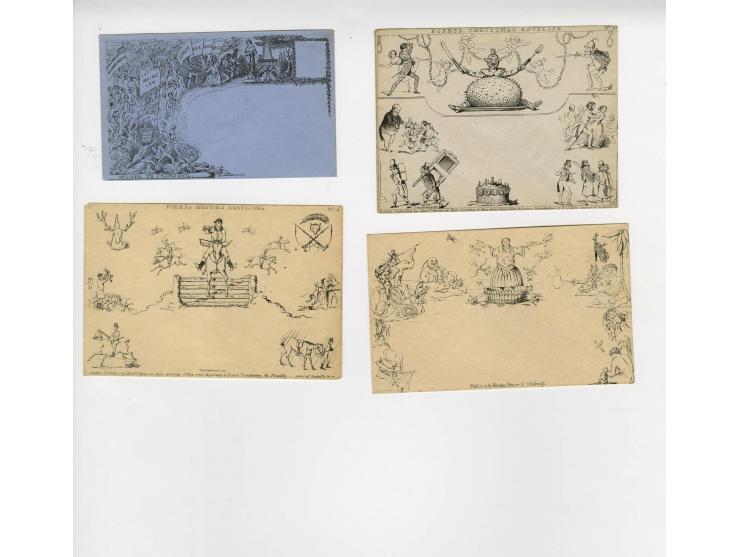 1840, 4 Deraedemaeker-Nachdrucke von illustrierten Briefumschlägen