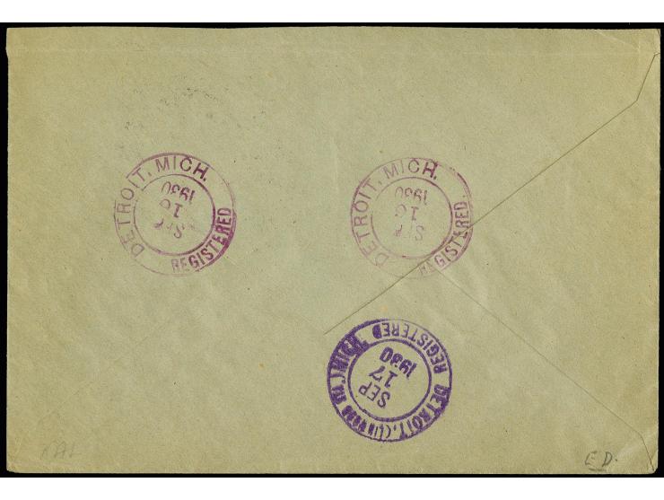 1927, Coat of arms 30s. light-blue as horizontal pair from the upper right sheet corner, imperforated vertically, tied by cds