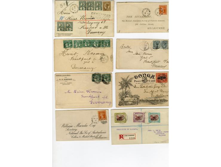 1891/1931, 21 Briefe und Karten, dabei auch Australische Staaten und Neuseeland, viel Reco, u.a. 4 Briefe mit deutschem R-Zet