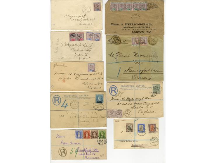 1895/1907, 31 Briefe und Karten, viel Reco, teils philatelistisch mit schönen Frankaturen